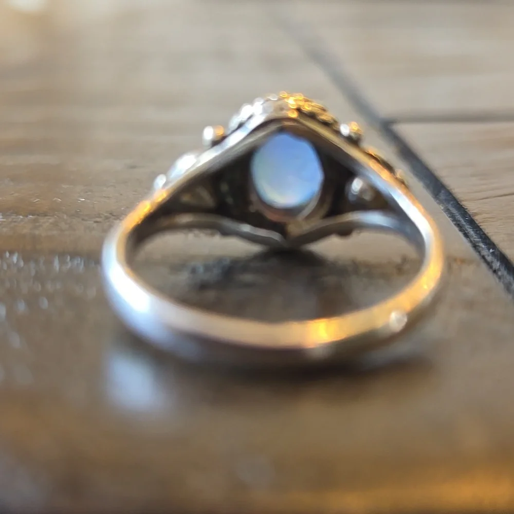 Aurora Opal Solid Sterling Silver Ring